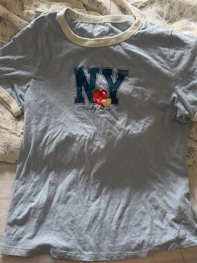 Old Navy Light Blue and Cream Graphic Tee
